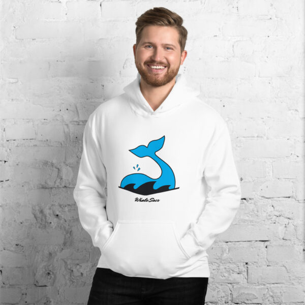 Whale Sac logo unisex hoodie white apparel disc golf discgolf