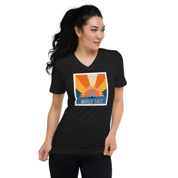 Whale Sac sunset black unisex v-neck tee t-shirt tshirt apparel disc golf discgolf